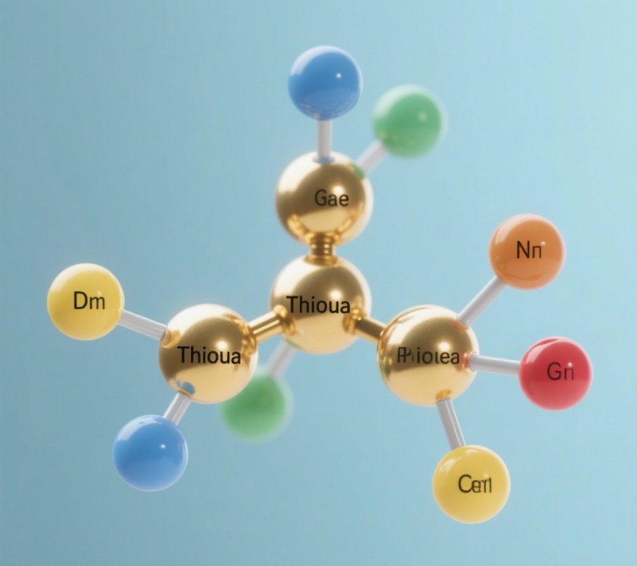Gold-thiourea complex molecular structure diagram